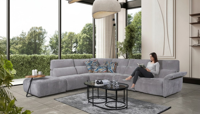  Stilvolles Graues Ecksofa L-Form Wohnzimmer Designer Couch Luxus Sofas