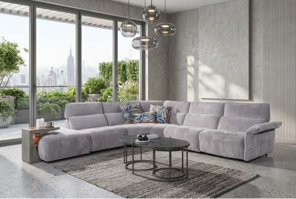  Stilvolles Graues Ecksofa L-Form Wohnzimmer Designer Couch Luxus Sofas
