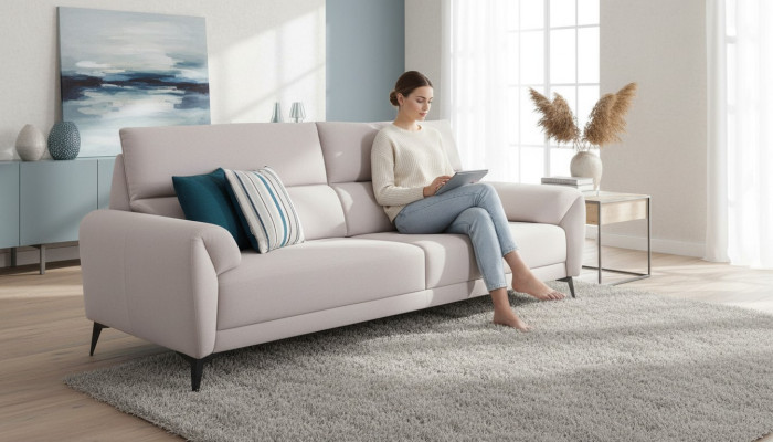  Weißes Polstersofa Designer Couchen Stoffsofas Wohnzimmer Sitzmöbel
