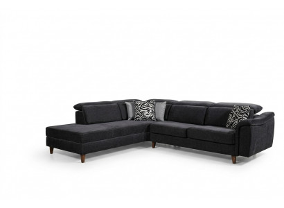  Schwarzes Polster Ecksofa L-Form Couch Wohnzimmer Wohnlandschaft Neu