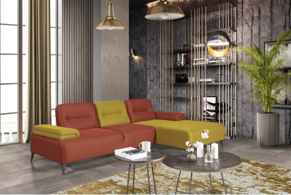  Zweifarbiges L-Form Ecksofa Designer Wohnzimmer Sofa Moderne Couchen