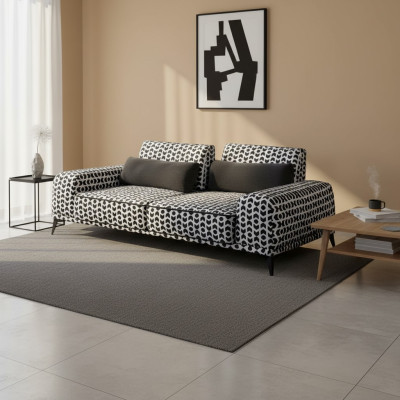  Stilvoller 3-Sitzer Mustersofa Polster Couchen Wohnzimmer Holzgestell