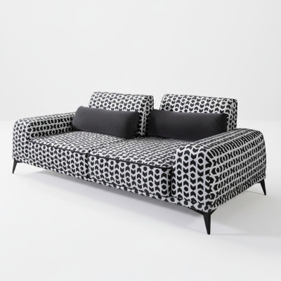  Stilvoller 3-Sitzer Mustersofa Polster Couchen Wohnzimmer Holzgestell