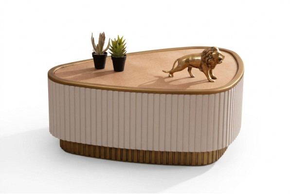 Dreieckiger Couchtisch Weiß-Braune Wohnzimmer Couchtische Holztische