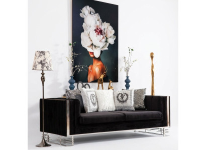 Schwarzer Designer Dreisitzer Wohnzimmer 3-Sitzer Metallrahmen Couch 