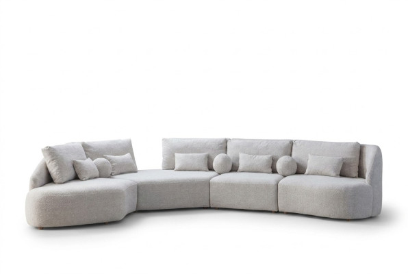 Weißes Ecksofa Modernes L-Form Sofa Wohnzimmer Couchen Holzgestell Sofa
