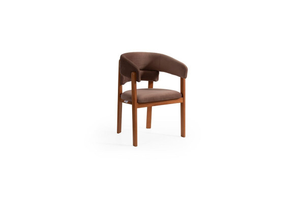 Brauner Designer Stuhl Esszimmerstühle Textilstuhl Designer Holzfüße