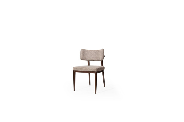 Designer Beiger Textilstuhl Esszimmer Braue Holzfüße Designer Möbel