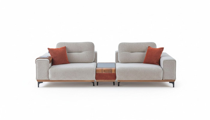 Stilvoller 3-Sitzer Mit Einem Einlagetisch Designer Wohnzimmer Couchen