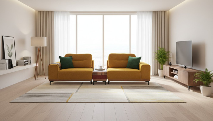 Gelber Dreisitzer 3-Sitzer Sofa Luxus Wohnzimmer Couchen Designer Sofas