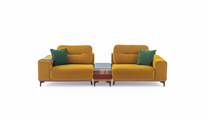 Gelber Dreisitzer 3-Sitzer Sofa Luxus Wohnzimmer Couchen Designer Sofas