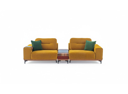 Gelber Dreisitzer 3-Sitzer Sofa Luxus Wohnzimmer Couchen Designer Sofas