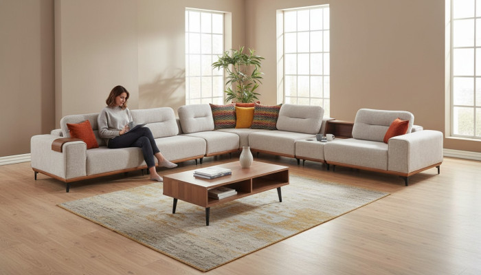 Weißes Ecksofa Designer L-Form Couch Polstersofas Wohnzimmer Couchen