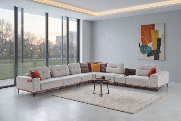 Weißes Ecksofa Designer L-Form Couch Polstersofas Wohnzimmer Couchen