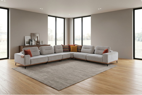 Graues Ecksofa Exklusives L-Form Garnitur Luxuriöse Wohnzimmer Möbel