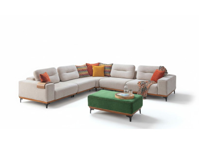 Designer Wohnzimmer Set Besteht aus 2tlg. Ecksofa L-form und Hocker