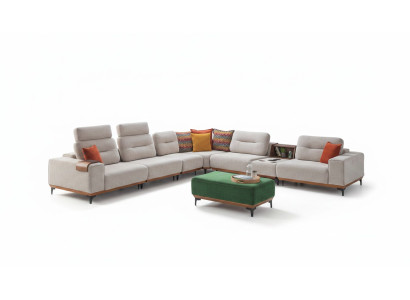 Designer Wohnzimmer Ecksofa Luxus L-Form Couch Polster Hocker 2tlg Neu