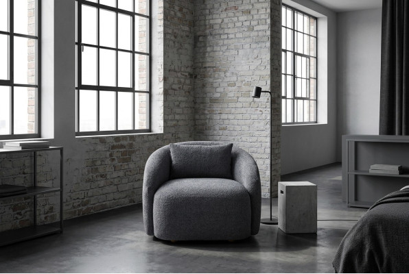 Grauer Sessel Relaxsessel Lounge Sessel Textil Polster Einsitzer Möbel