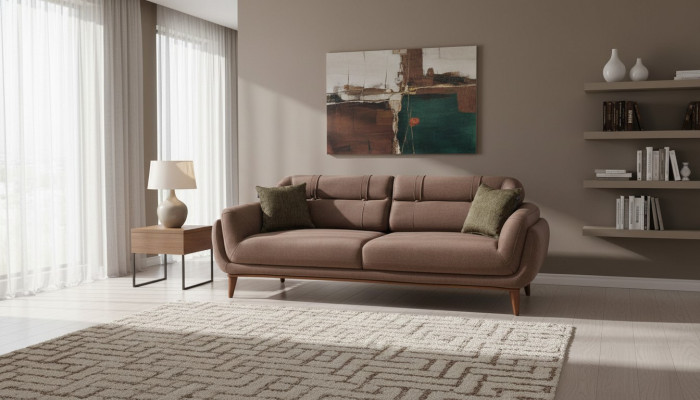 Brauner Polster Dreisitzer 3-Sitzer Wohnzimmer Sofas Exklusive Couch