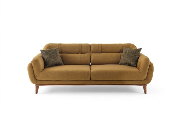 Braunes Polstersofa Textilcouch Wohnzimmer Sitzer Exklusiver Dreisitzer