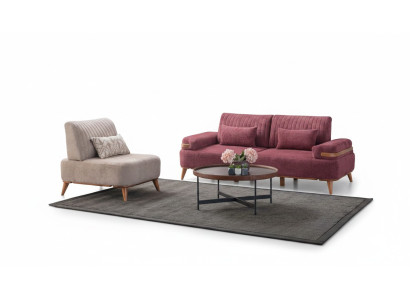 Zweifarbige Wohnzimmer Sofagarnitur Designer Möbel 3-Sitzer Edler Sessel