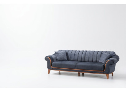 Blau-Graue Wohnzimmer Sitzgarnitur Stilvoller 3-Sitzer Luxus Sessel 2tlg