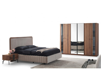 Exklusives Schlafzimmer Set Bett 2x Nachttische und Kleiderschrank 4tlg.