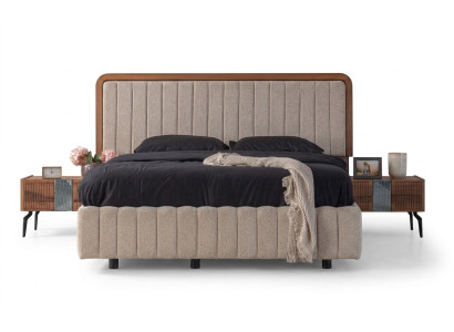 Stilvolle Schlafzimmer Möbel Luxuriöser Polsterbett Holz Nachttische