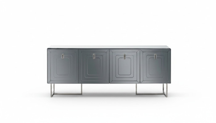 Graue Wohnzimmer Anrichte Luxus Holz Möbel 4-türige Designer Kommode
