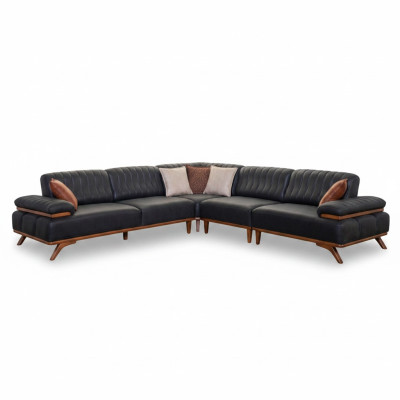 Schwarzes Ecksofa Designer L-Form Luxuriöses Sofa Wohnzimmer Sitzmöbel