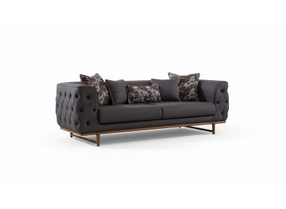 Schwarzes Chesterfield Sofa Designer Bettfunktion Wohnzimmer 3-Sitzer