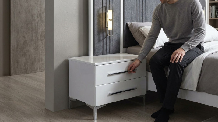 Weißer Holz Nachttische Designer Exklusiver Nachttisch Schlafzimmer Möbel
