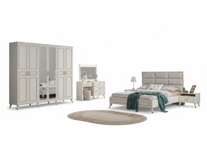 Schlafzimmer Designer Doppelbett Luxus Schminktisch Edler Hocker 7tlg