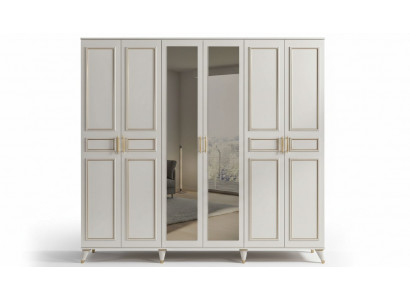 Weißer Kleiderschrank Glasschrank Schlafzimmer Designer Holz Möbel Neu