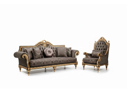 Klassische Chesterfield Sofagarnitur 3+1 Sitzer Designer Couchtisch 3tlg