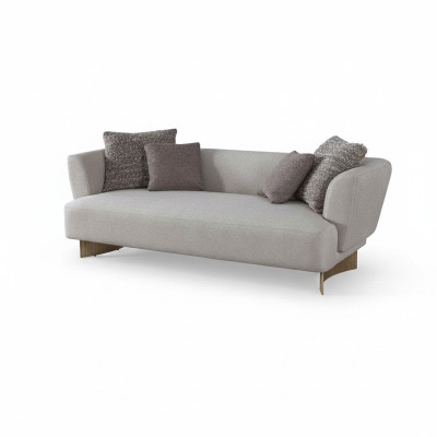 Grauer Polster Dreisitzer Wohnzimmer Designer Couchen Holzgestell Sofa