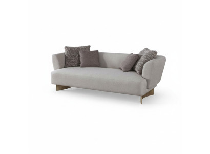 Grauer Polster Dreisitzer Wohnzimmer Designer Couchen Holzgestell Sofa