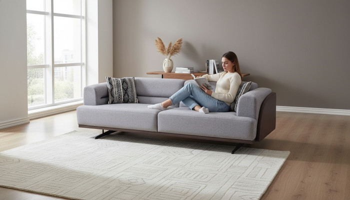 Grauer Moderner 3-Sitzer Polster Wohnzimmer Couchen Luxus Edle Sofas