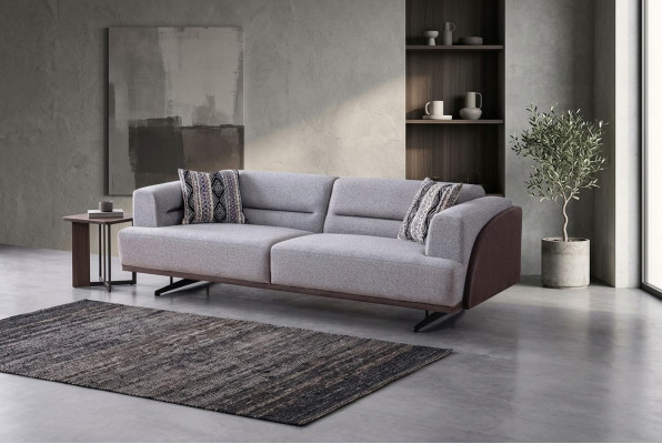 Grauer Moderner 3-Sitzer Polster Wohnzimmer Couchen Luxus Edle Sofas