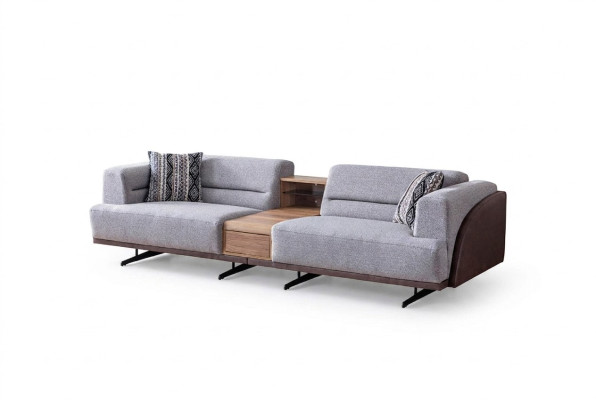 Grauer Wohnzimmer 3-Sitzer Luxuriöses Dreisitzer Sofa Polster Couchen