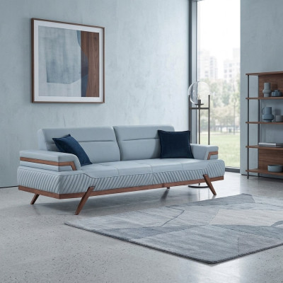 Modernes Sofas Designer Blauer 3-Sitzer Polstersofas Ledercouchen Neu