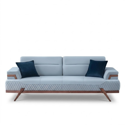 Modernes Sofas Designer Blauer 3-Sitzer Polstersofas Ledercouchen Neu