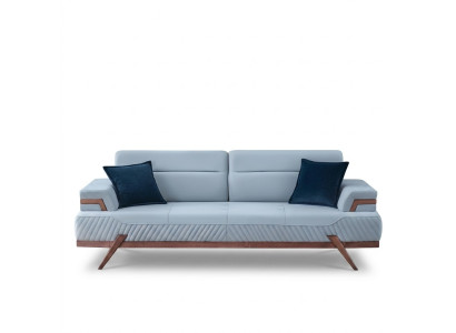 Modernes Sofas Designer Blauer 3-Sitzer Polstersofas Ledercouchen Neu