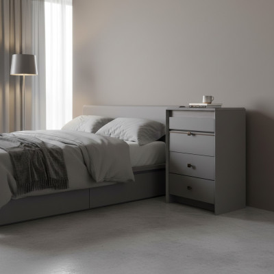 Exklusive Graue Kommode Luxuriöse 4x Schubladen Schlafzimmer Holz Möbel
