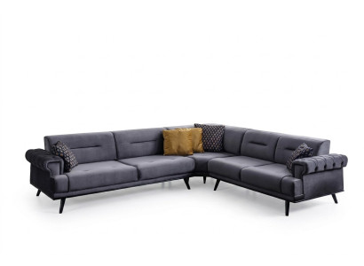 Exklusives Graues Ecksofa L-Form Designer Sofa Moderne Wohnzimmer Couch