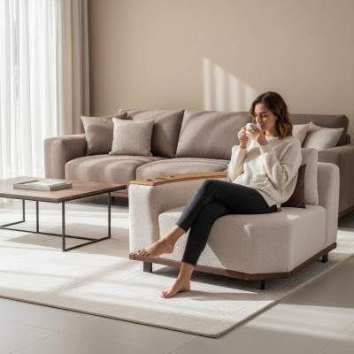 Luxuriöser Ecksofa In L-Form Mit Musiksystem Polster Wohnzimmer Sofas