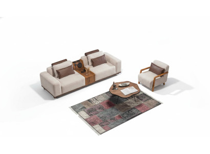 Beiges Exklusives 2-Sitzer Sofa Wohnzimmer Couchen Moderner Zweisitzer