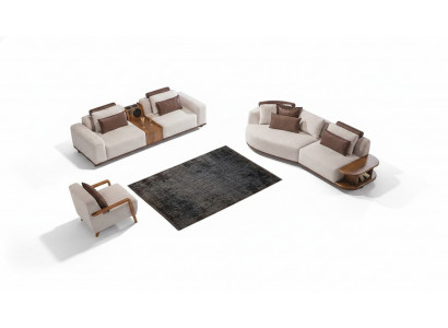 Beige Sofagarnitur Moderne Luxus Sofas 3+2 Sitzer Poslter Sessel 3tlg. Set