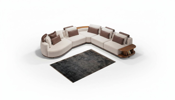 Weißes Ecksofa Designer Wohnzimmer L-Form Couch Polstermöbel Holzgestell