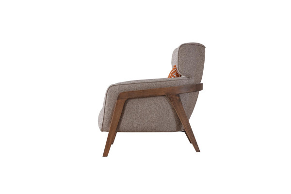 Sessel Modern Beige Wohnzimmer Textil Luxus Design Möbel Lounge Club